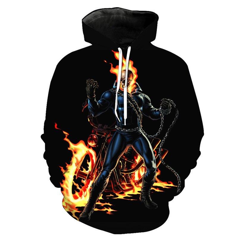 3d Skull Burning Flame Hoodie